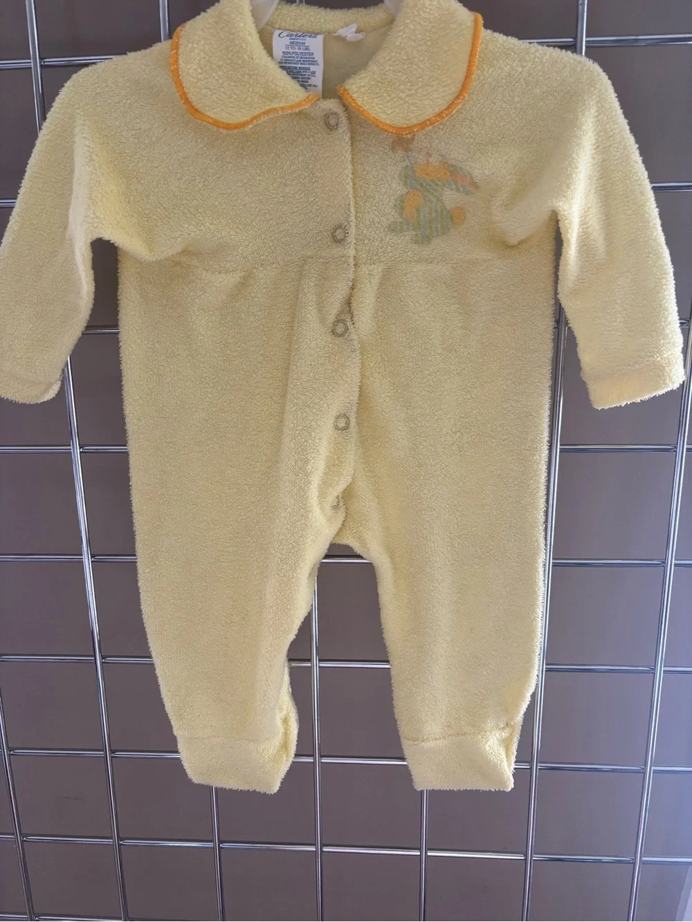 Vintage Carter's Baby Yellow Terry Footed Sleeper Sz Med 3-9M 12-18lbs 1960’s